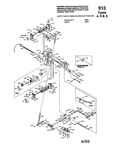 Lock Mortiser Diagram and Parts List for 513 TYPES 4-5-6 Porter Cable Mortiser